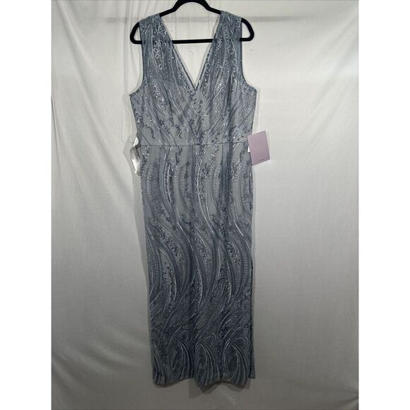 NEW $278 JS Collections [ 18‎ ] Rosalynn Embroidered V-Neck Column Gown S1326 - Picture 10 of 16